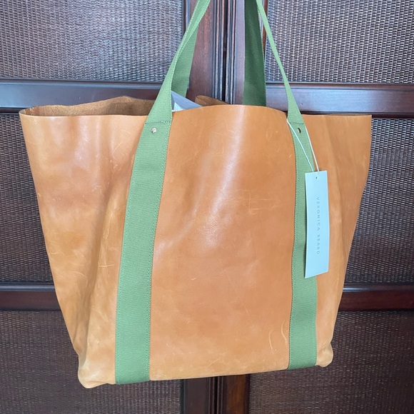 Veronica Beard Corroon Big Daddy Tan Leather Large Tote Bag - Picture 4 of 13